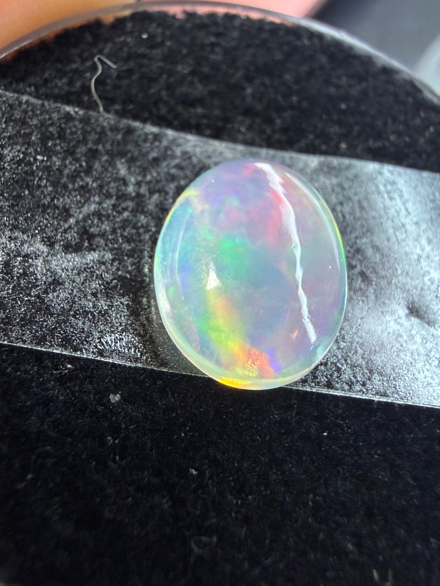 Natural Welo Opal Cabochon 11x9x4mm, 2.245ct- Broadflash, reds!