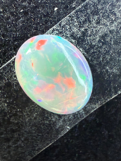 Natural Welo Opal Cabochon 11x9x4mm, 2.245ct- Broadflash, reds!