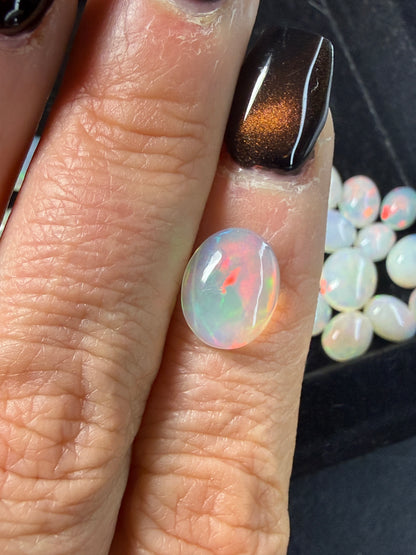 Natural Welo Opal Cabochon 11x9x4mm, 2.245ct- Broadflash, reds!