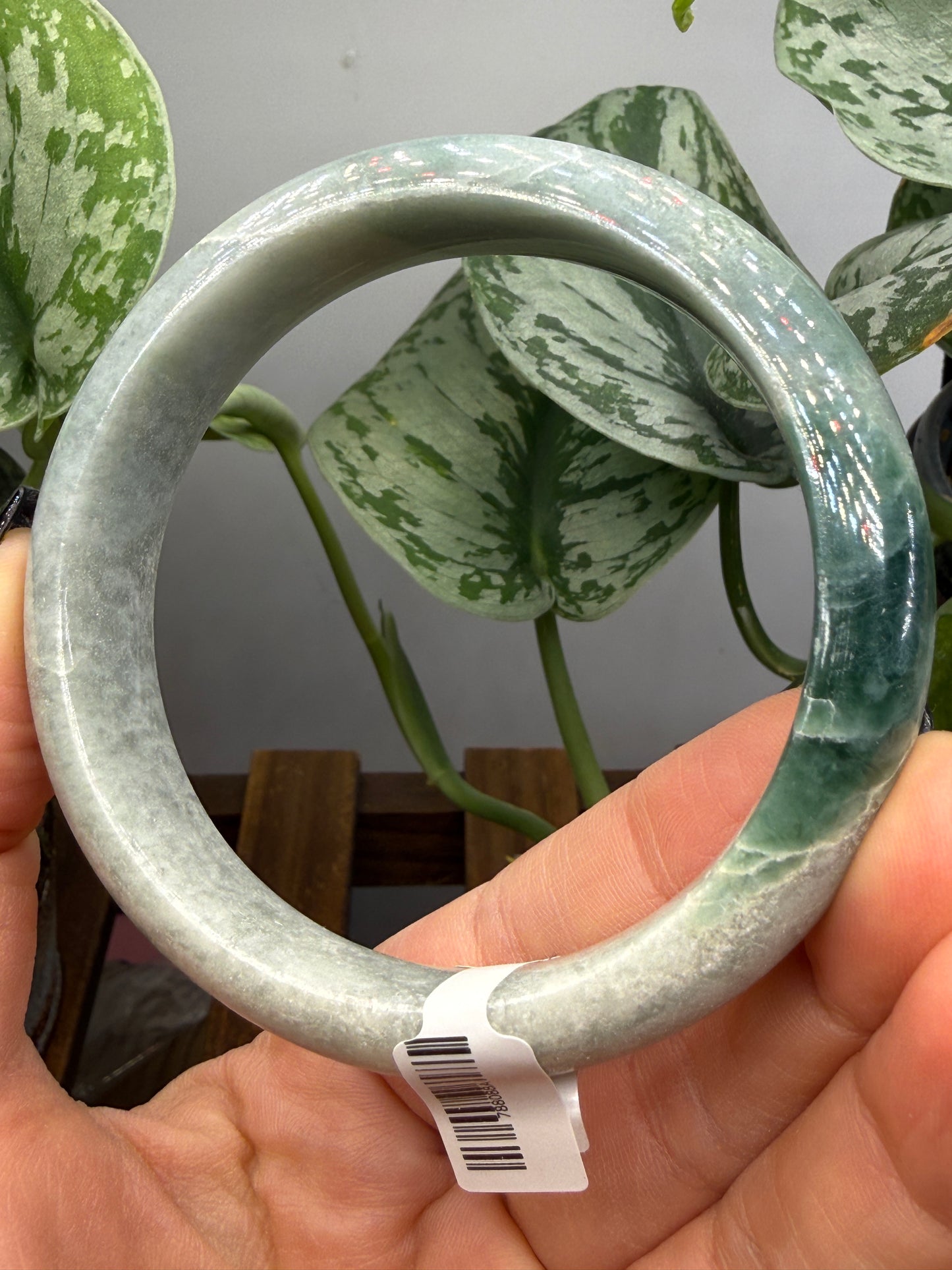 Burmese Jade Bangle – 14mm Wide – 63mm Diameter (Medium Plus)