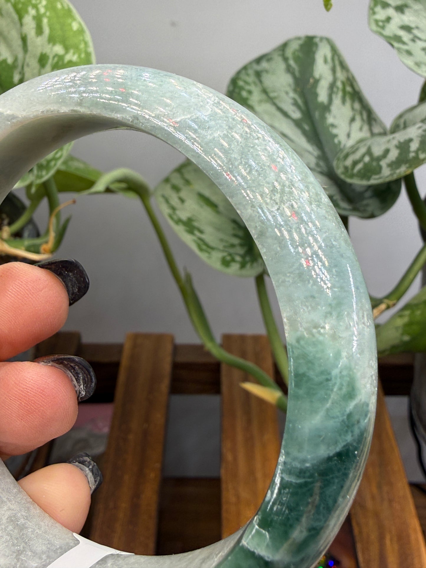Burmese Jade Bangle – 14mm Wide – 63mm Diameter (Medium Plus)
