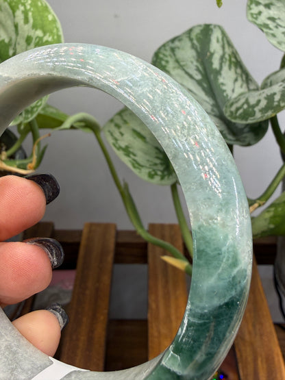 Burmese Jade Bangle – 14mm Wide – 63mm Diameter (Medium Plus)