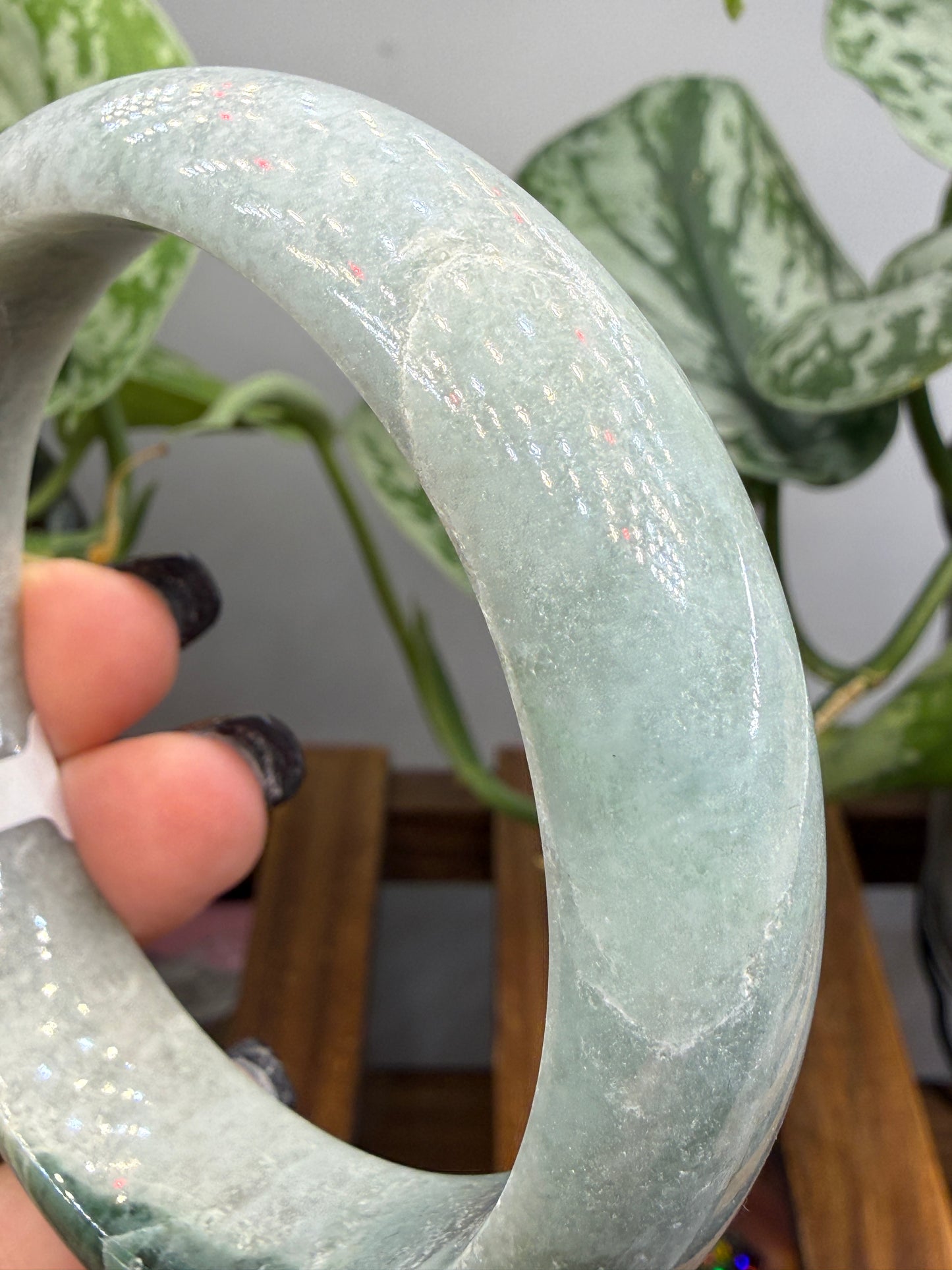 Burmese Jade Bangle – 14mm Wide – 63mm Diameter (Medium Plus)