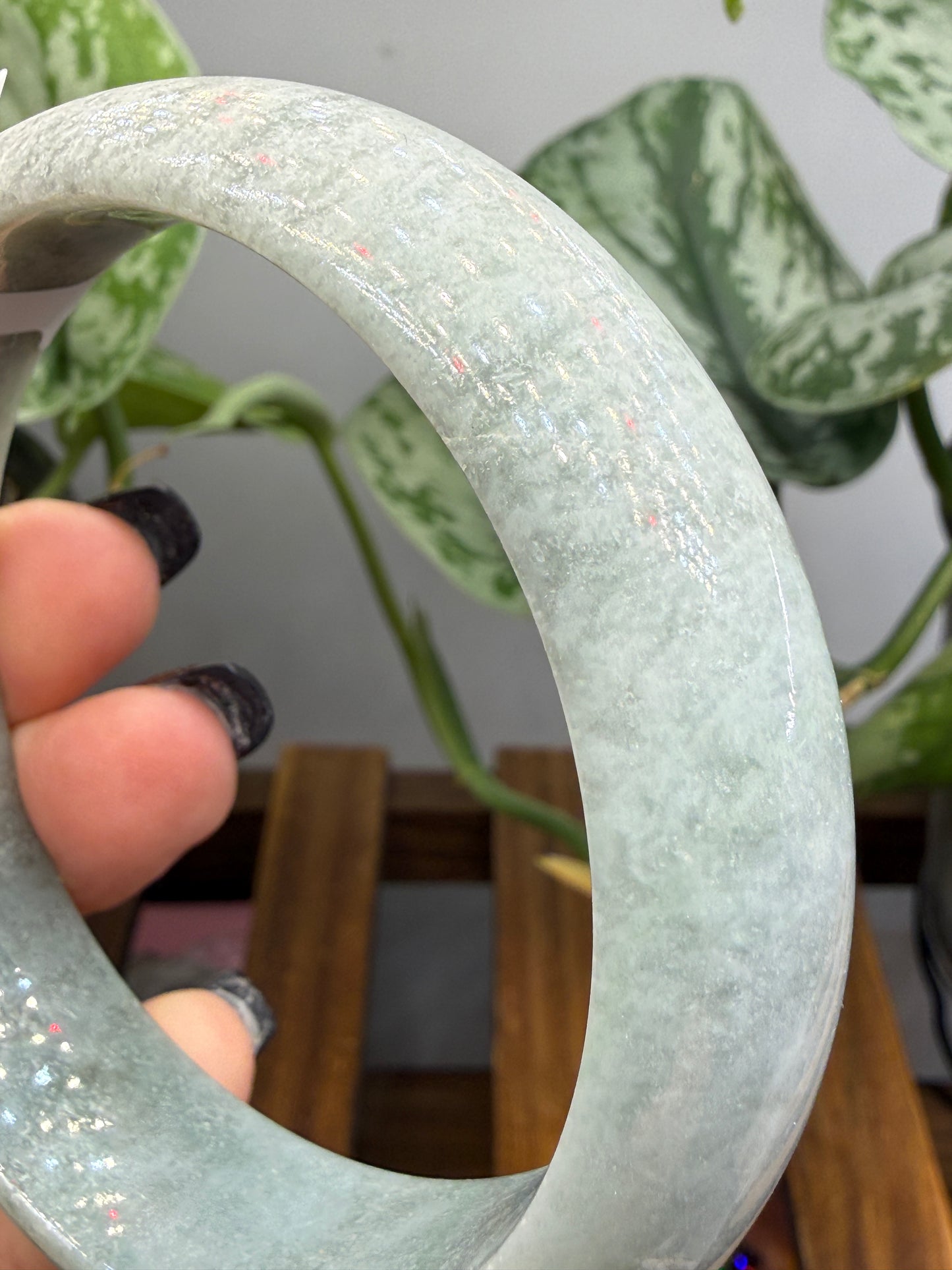Burmese Jade Bangle – 14mm Wide – 63mm Diameter (Medium Plus)