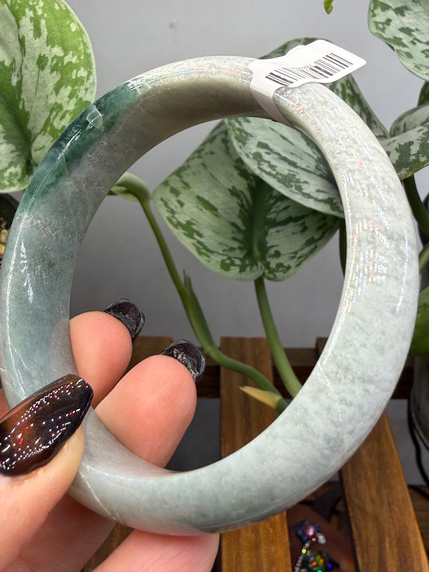 Burmese Jade Bangle – 14mm Wide – 63mm Diameter (Medium Plus)