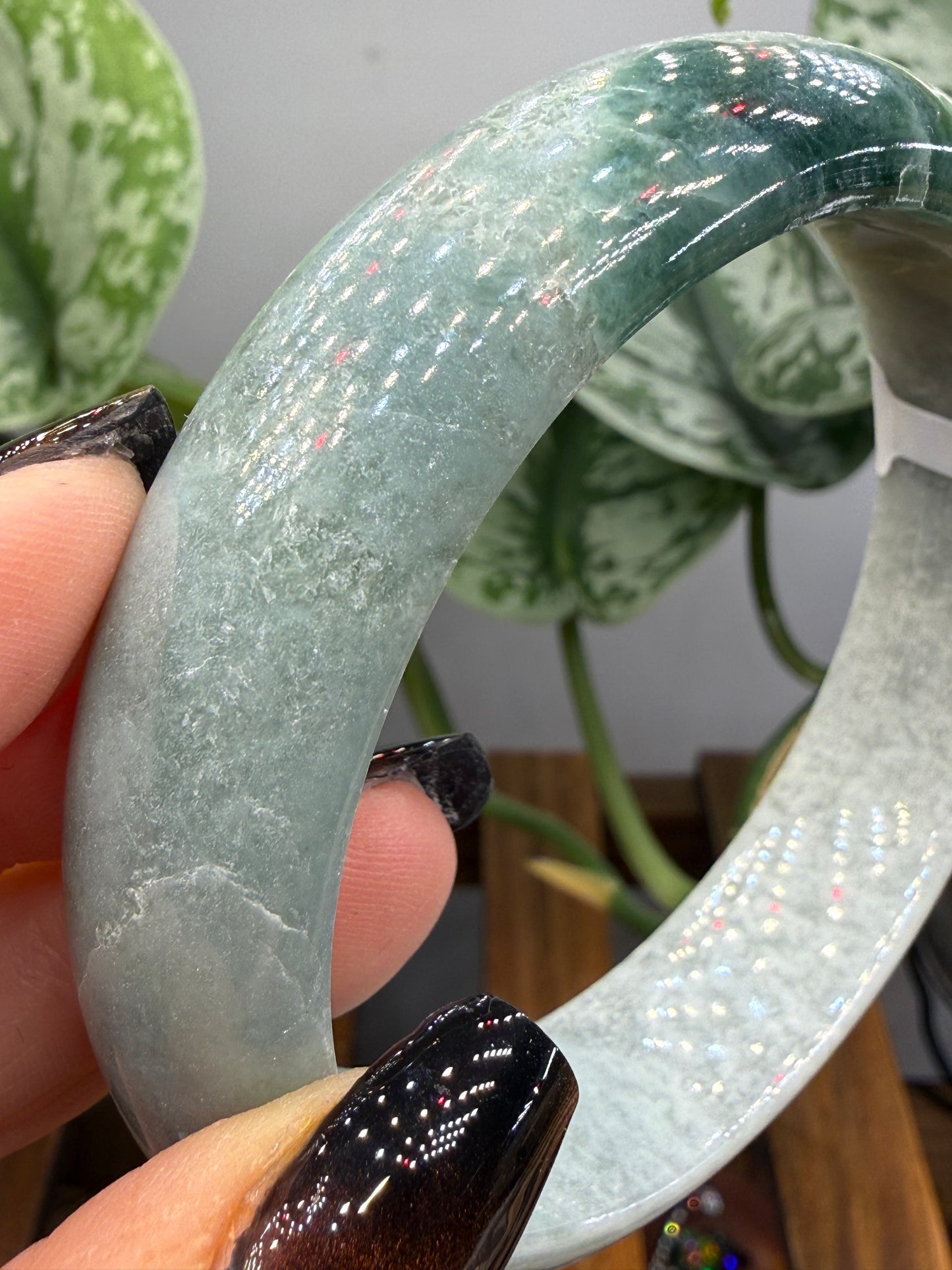 Burmese Jade Bangle – 14mm Wide – 63mm Diameter (Medium Plus)