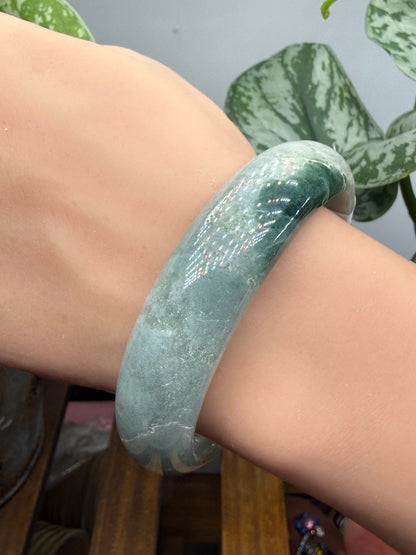 Burmese Jade Bangle – 14mm Wide – 63mm Diameter (Medium Plus)