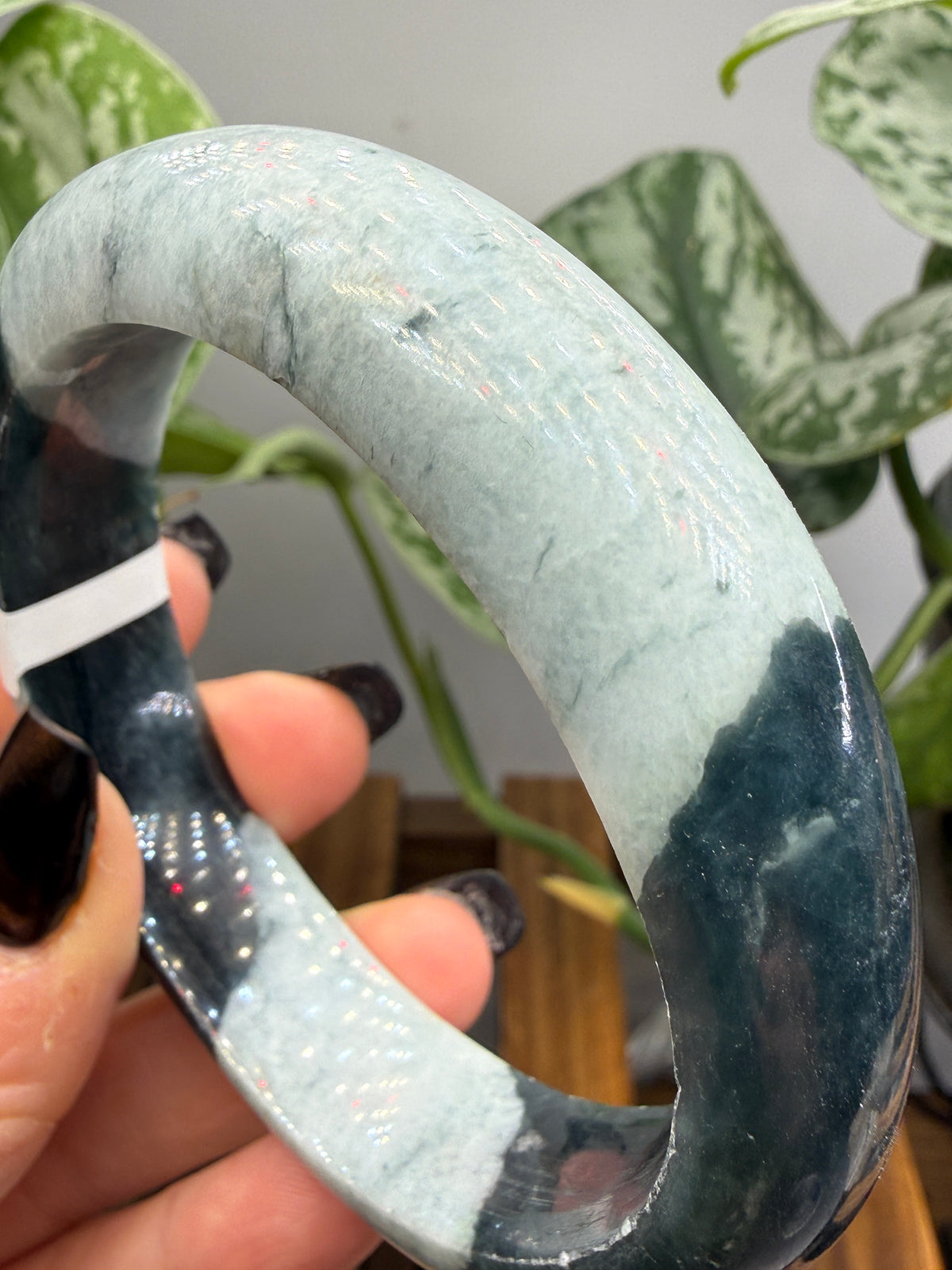Burmese Jade Bangle – 14mm Wide – 63mm Diameter (Medium Plus)
