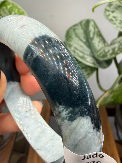 Burmese Jade Bangle – 14mm Wide – 63mm Diameter (Medium Plus)