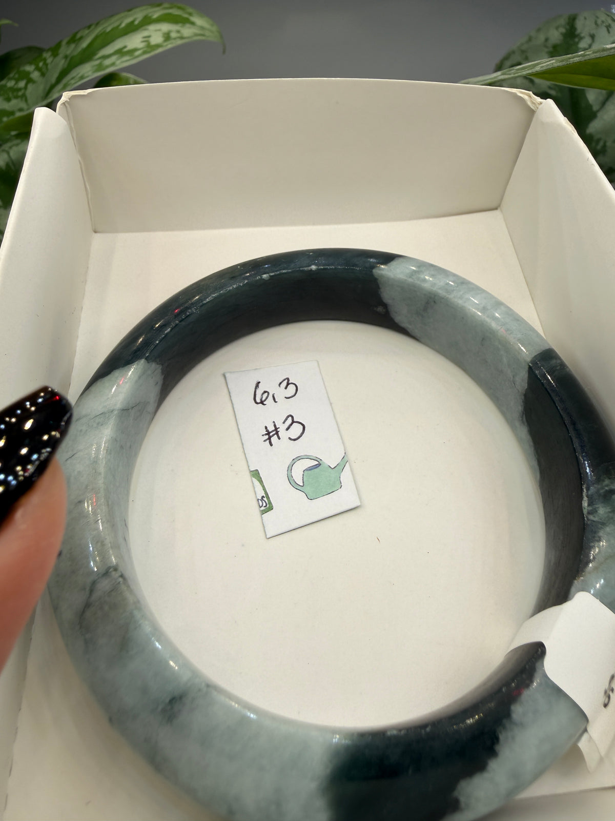 Burmese Jade Bangle – 14mm Wide – 63mm Diameter (Medium Plus)
