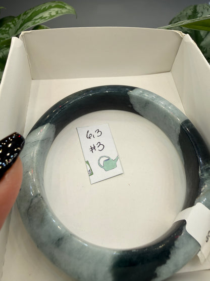 Burmese Jade Bangle – 14mm Wide – 63mm Diameter (Medium Plus)
