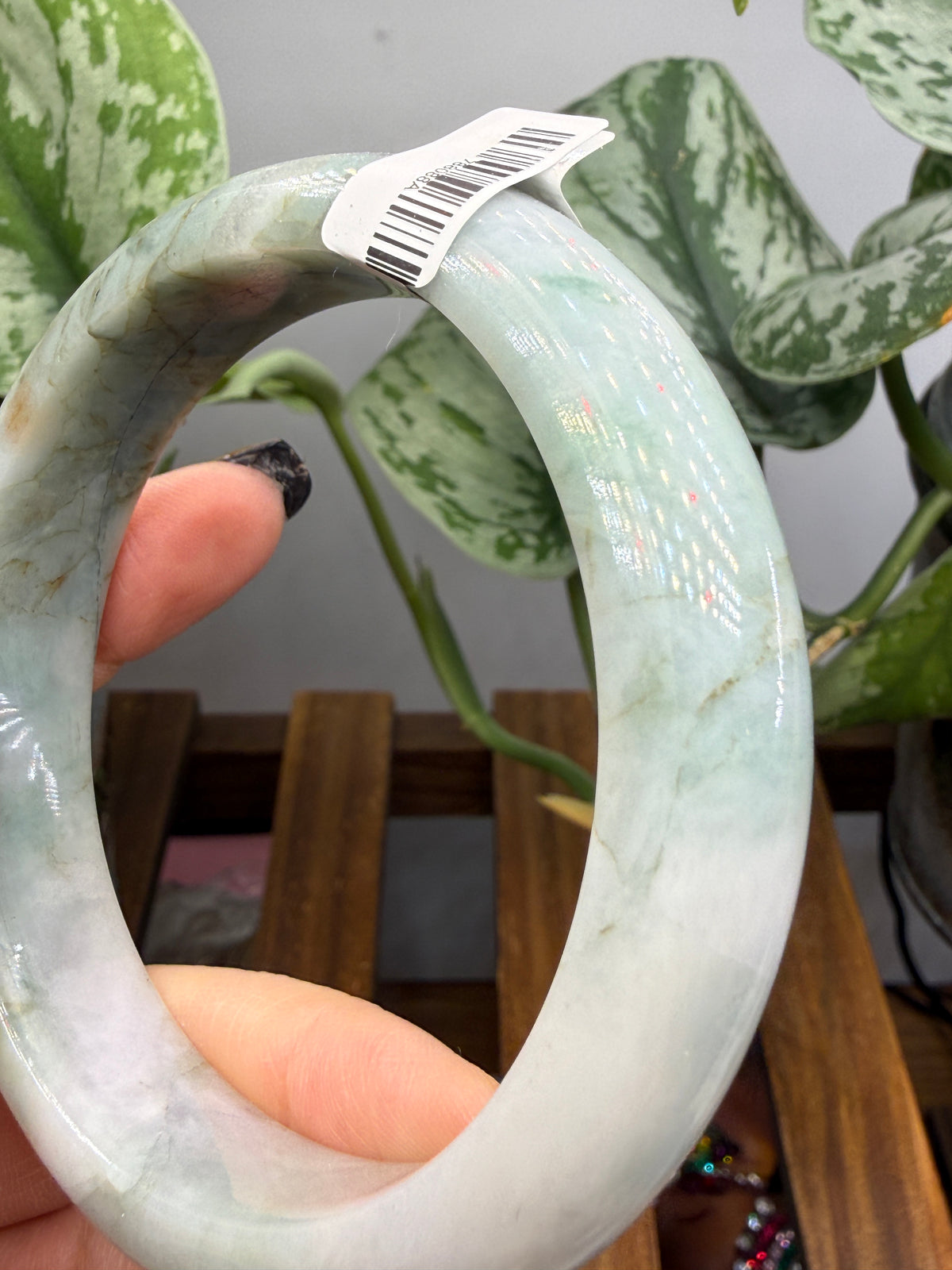 Burmese Jade Bangle – 14mm Wide – 63mm Diameter (Medium Plus)