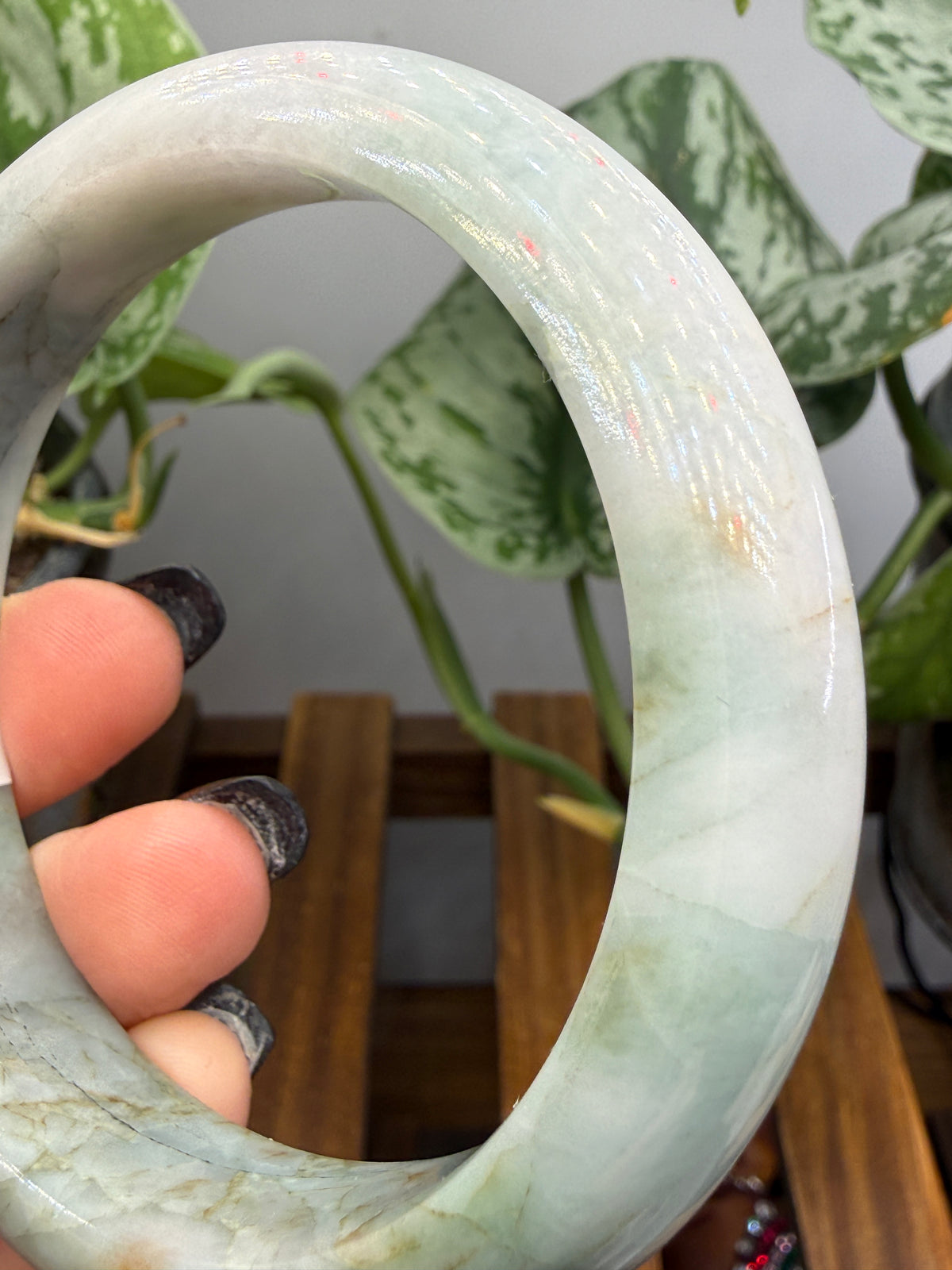 Burmese Jade Bangle – 14mm Wide – 63mm Diameter (Medium Plus)