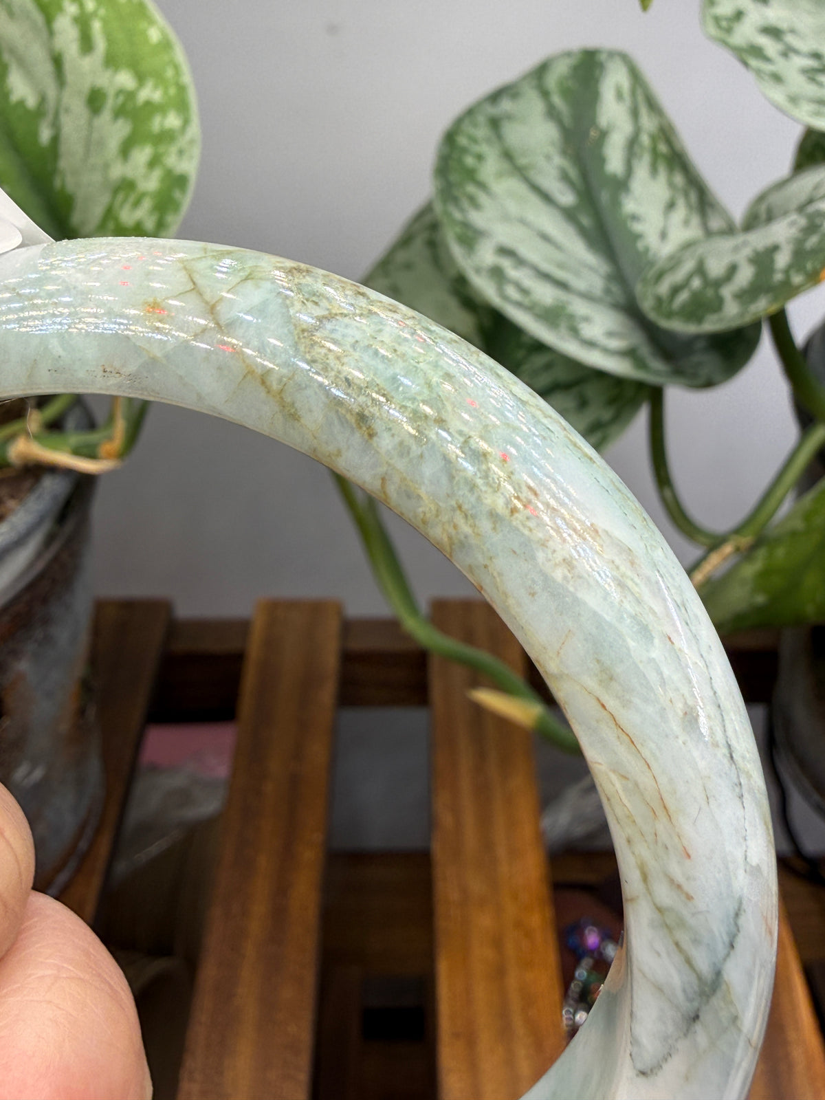 Burmese Jade Bangle – 14mm Wide – 63mm Diameter (Medium Plus)