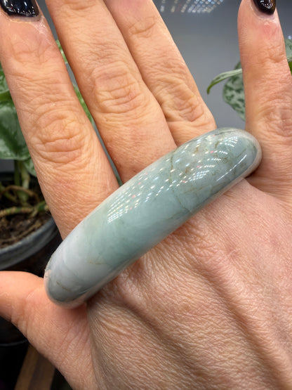 Burmese Jade Bangle – 14mm Wide – 63mm Diameter (Medium Plus)