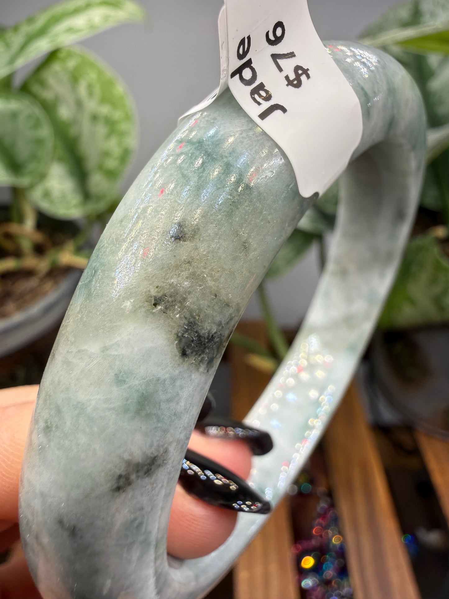 Burmese Jade Bangle – 14mm Wide – 61mm Diameter (Medium)
