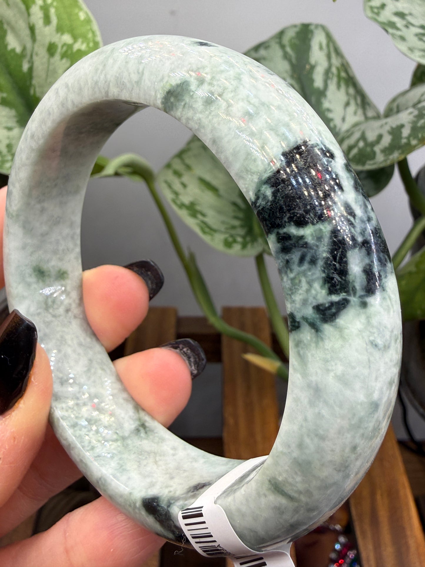 Burmese Jade Bangle – 14mm Wide – 63mm Diameter (Medium Plus)