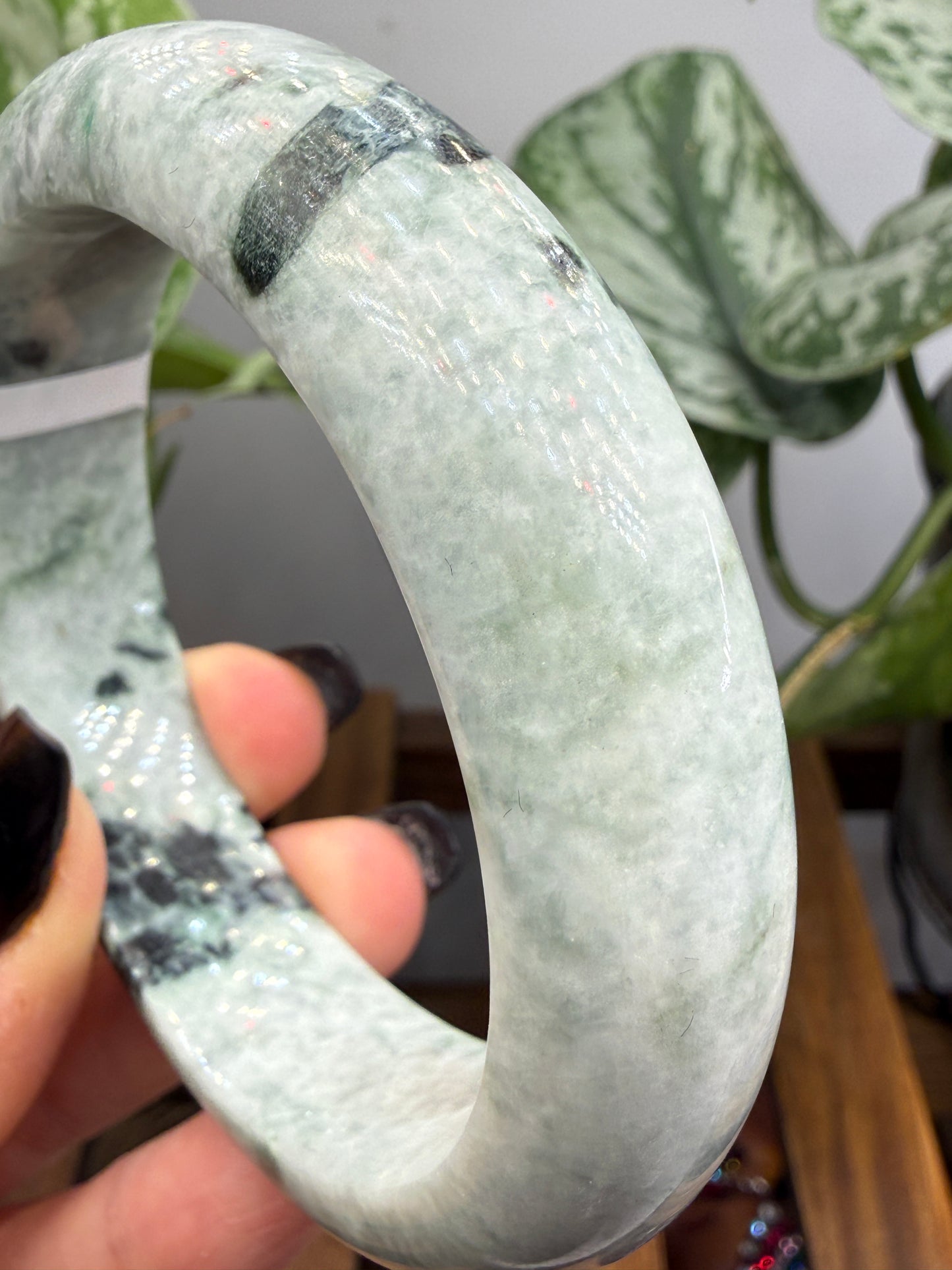 Burmese Jade Bangle – 14mm Wide – 63mm Diameter (Medium Plus)