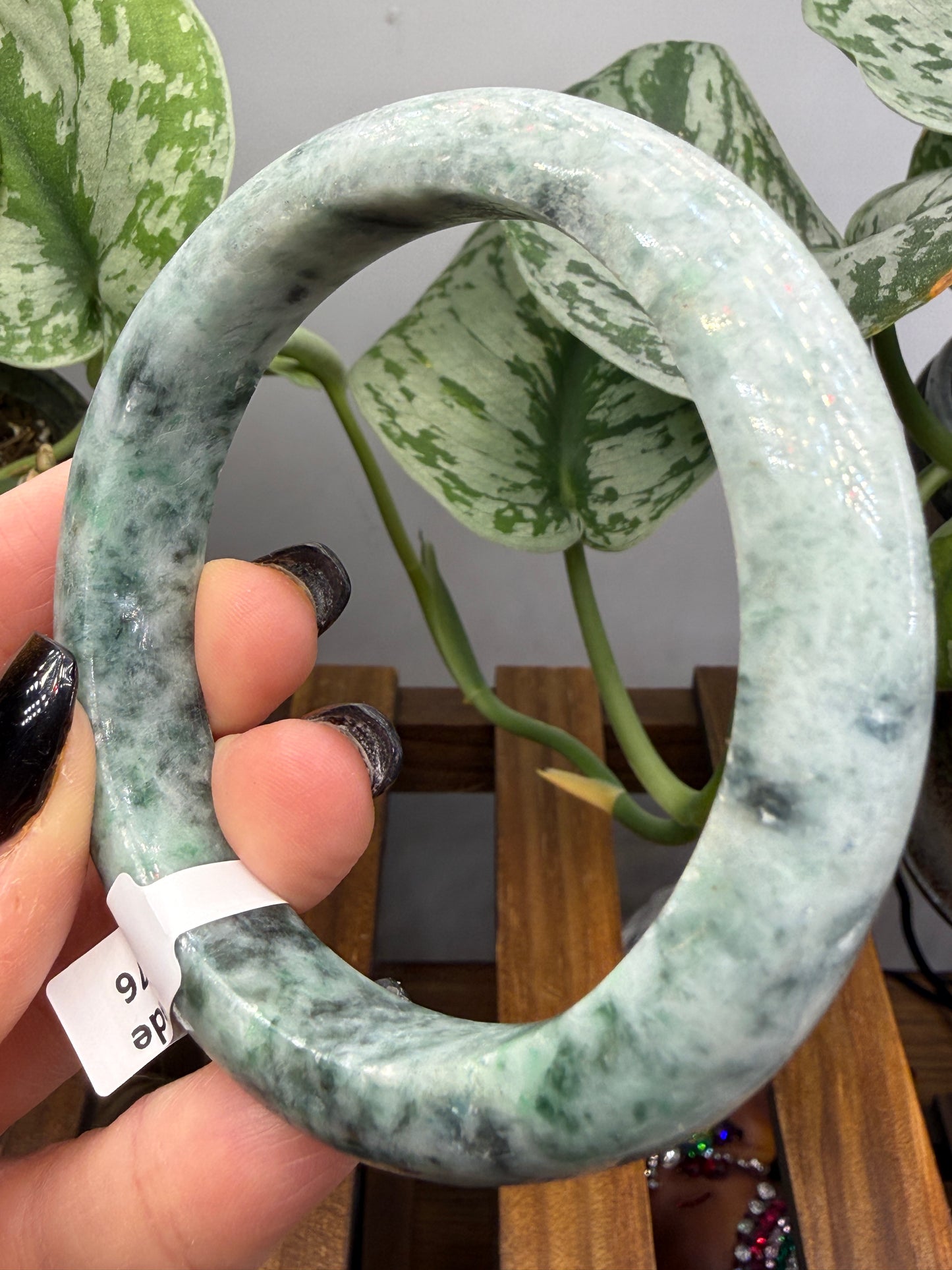 Burmese Jade Bangle – 14mm Wide – 63mm Diameter (Medium Plus)