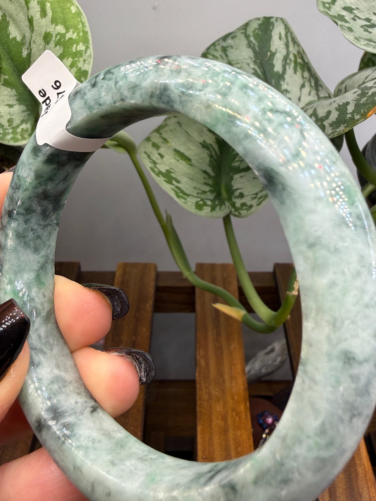 Burmese Jade Bangle – 14mm Wide – 63mm Diameter (Medium Plus)