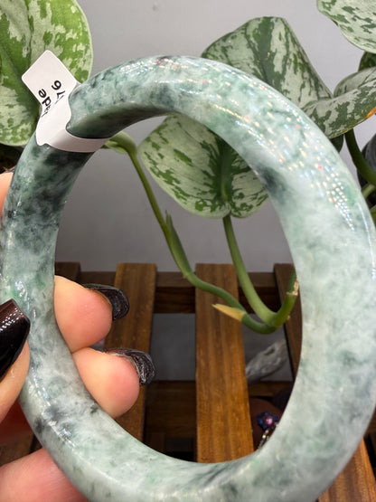 Burmese Jade Bangle – 14mm Wide – 63mm Diameter (Medium Plus)