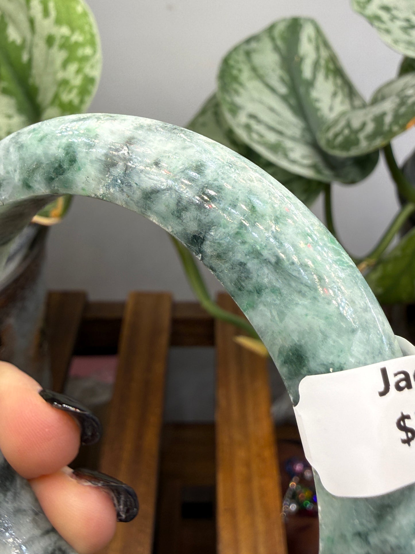Burmese Jade Bangle – 14mm Wide – 63mm Diameter (Medium Plus)