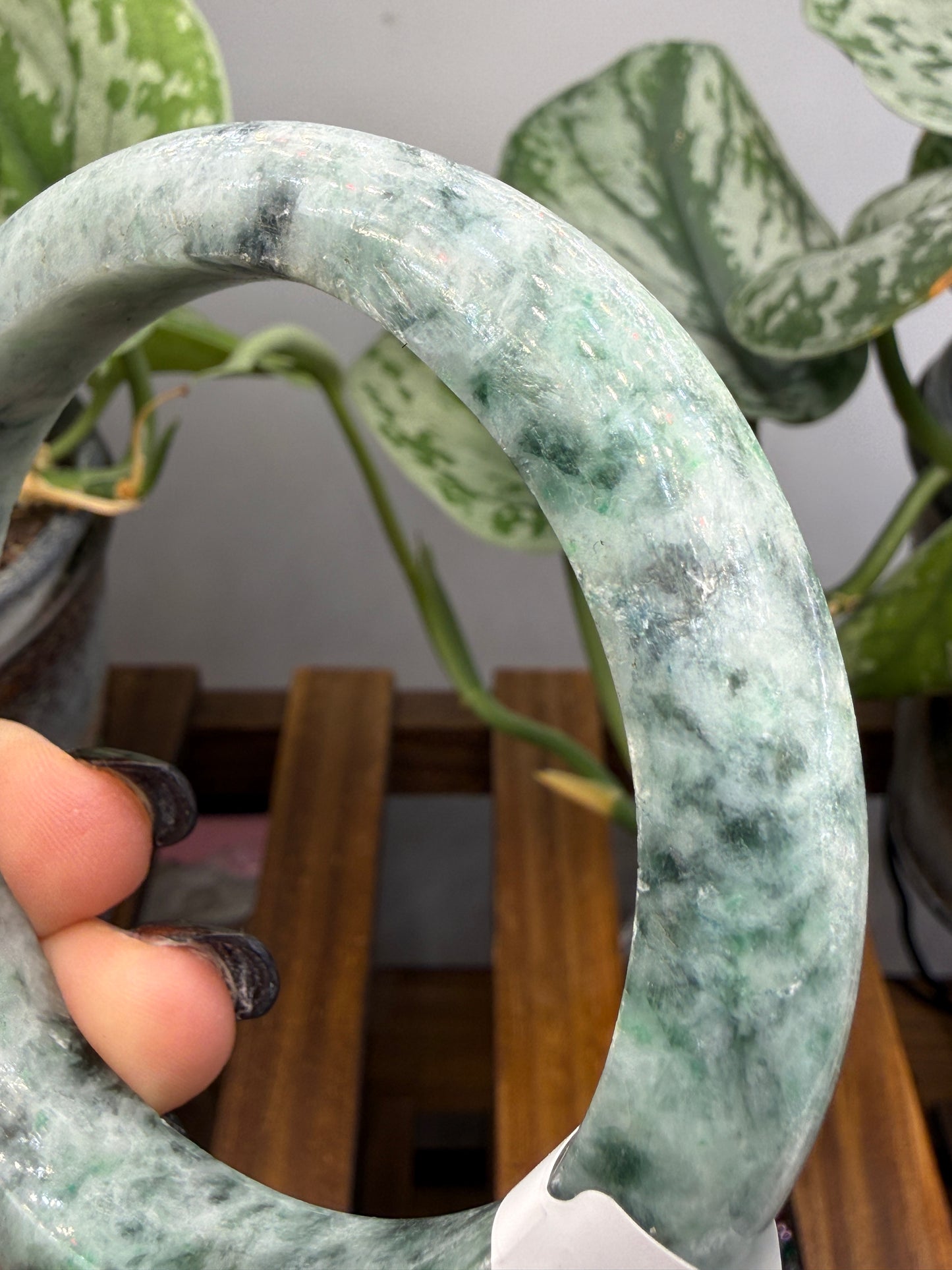 Burmese Jade Bangle – 14mm Wide – 63mm Diameter (Medium Plus)