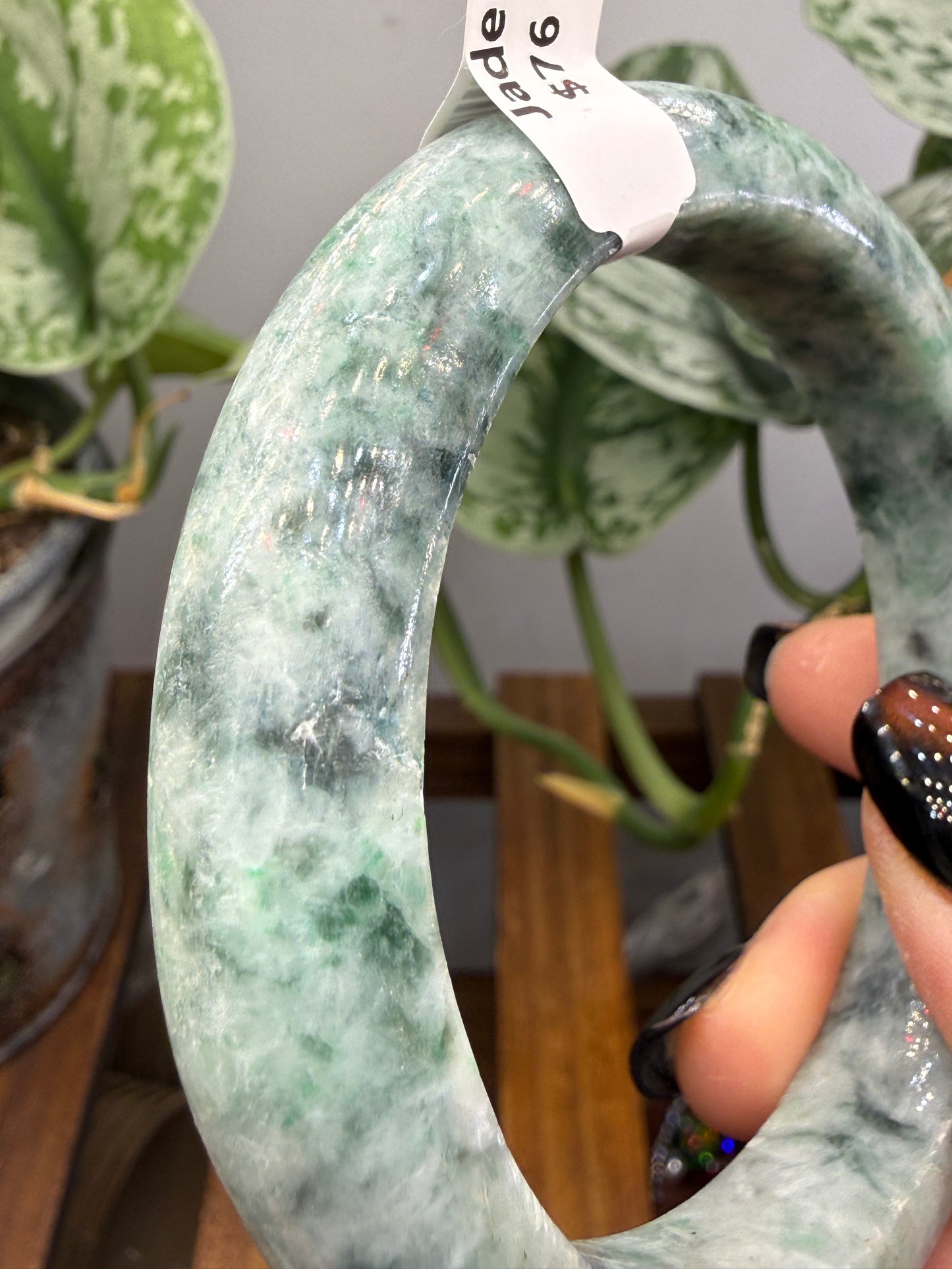 Burmese Jade Bangle – 14mm Wide – 63mm Diameter (Medium Plus)