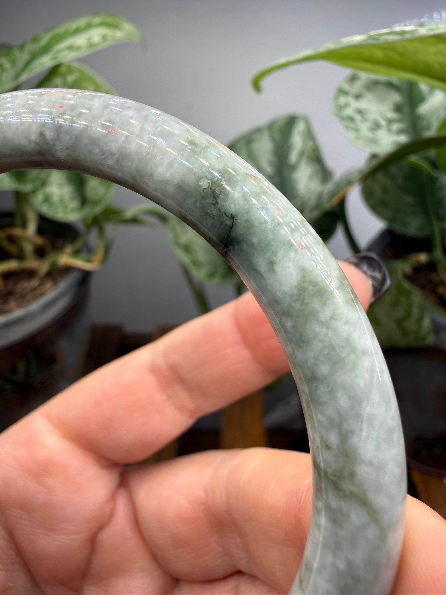 Burmese Jade Bangle – 8mm Wide – 62mm Diameter (Medium/Medium Plus)