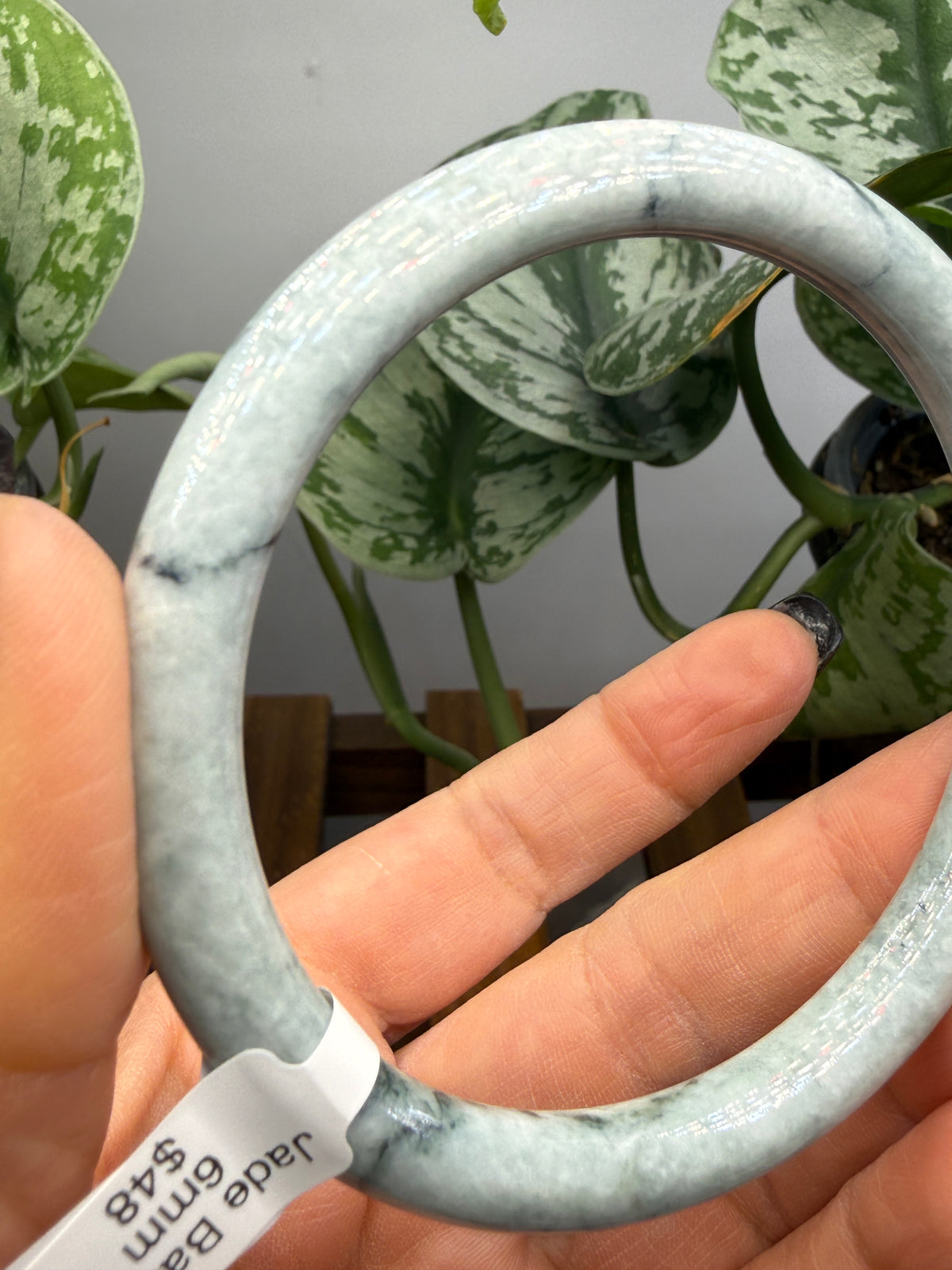 Burmese Jade Bangle – 8mm Wide – 63mm Diameter (Medium Plus)