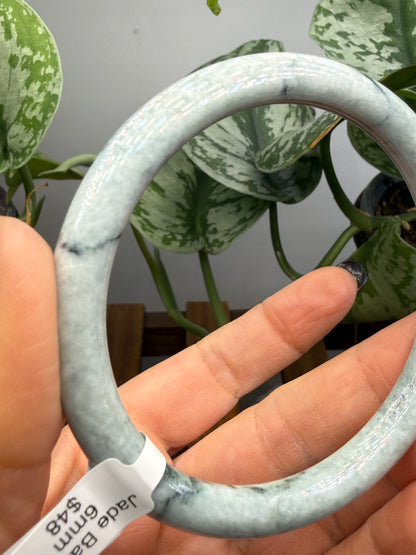 Burmese Jade Bangle – 8mm Wide – 63mm Diameter (Medium Plus)