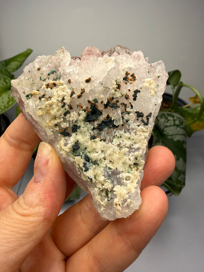 Amethyst Flower (Quartz), Calcite, Celadonite- Iraí, Alto Uruguai Region, Rio Grande do Sul, Brazil