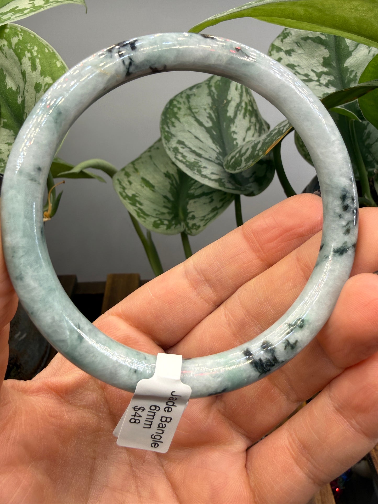Burmese Jade Bangle – 8mm Wide – 62mm Diameter (Medium/Medium Plus)