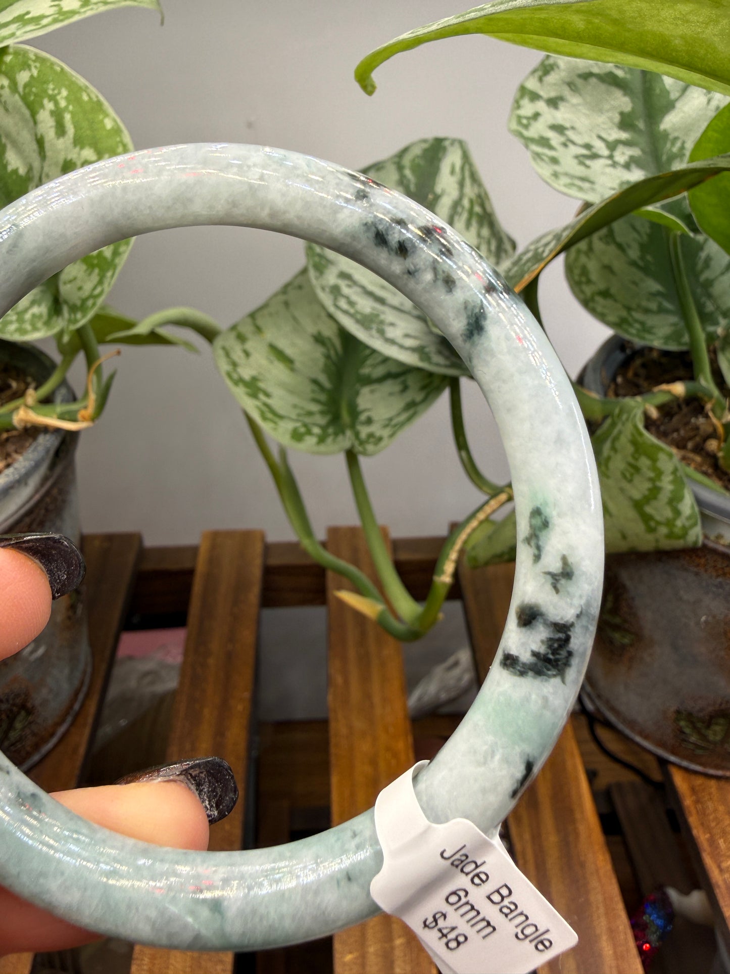 Burmese Jade Bangle – 8mm Wide – 62mm Diameter (Medium/Medium Plus)