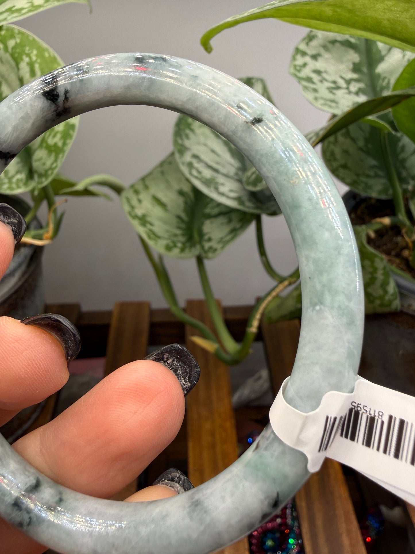 Burmese Jade Bangle – 8mm Wide – 62mm Diameter (Medium/Medium Plus)
