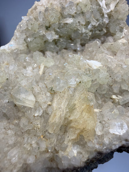 Thaumasite on Prehnite- Paterson, Passaic County, New Jersey, USA