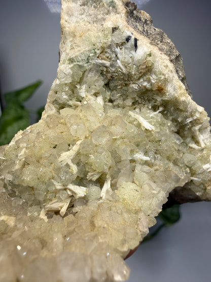 Thaumasite on Prehnite- Paterson, Passaic County, New Jersey, USA
