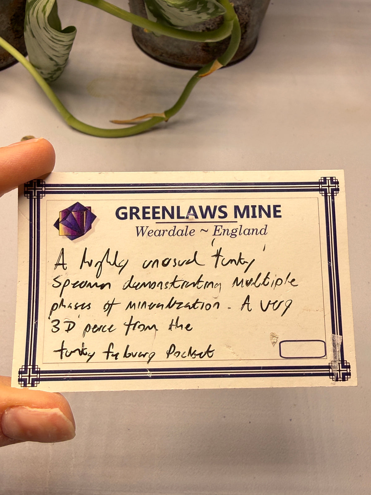 Fluorite- Funky February Pocket, Greenlaws Mine, Daddry Shield, Weardale, County Durham, England