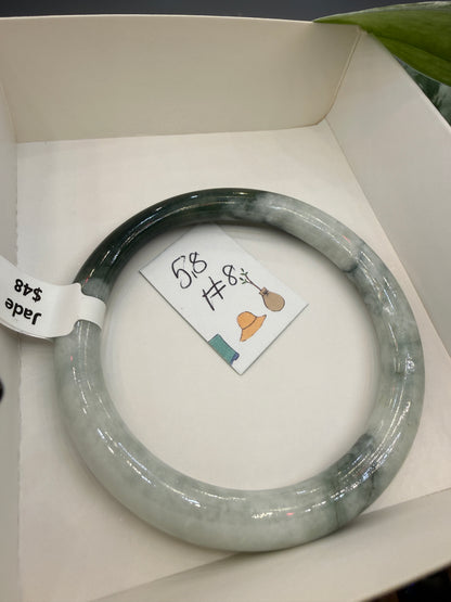 Burmese Jade Bangle – 8mm Wide – 58mm Diameter (Small)