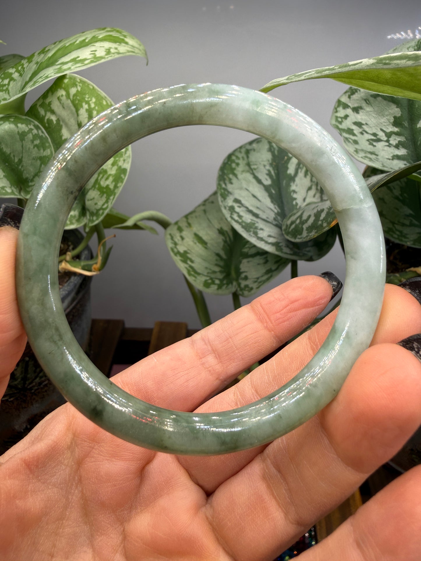 Burmese Jade Bangle – 8mm Wide – 57mm Diameter (Small)