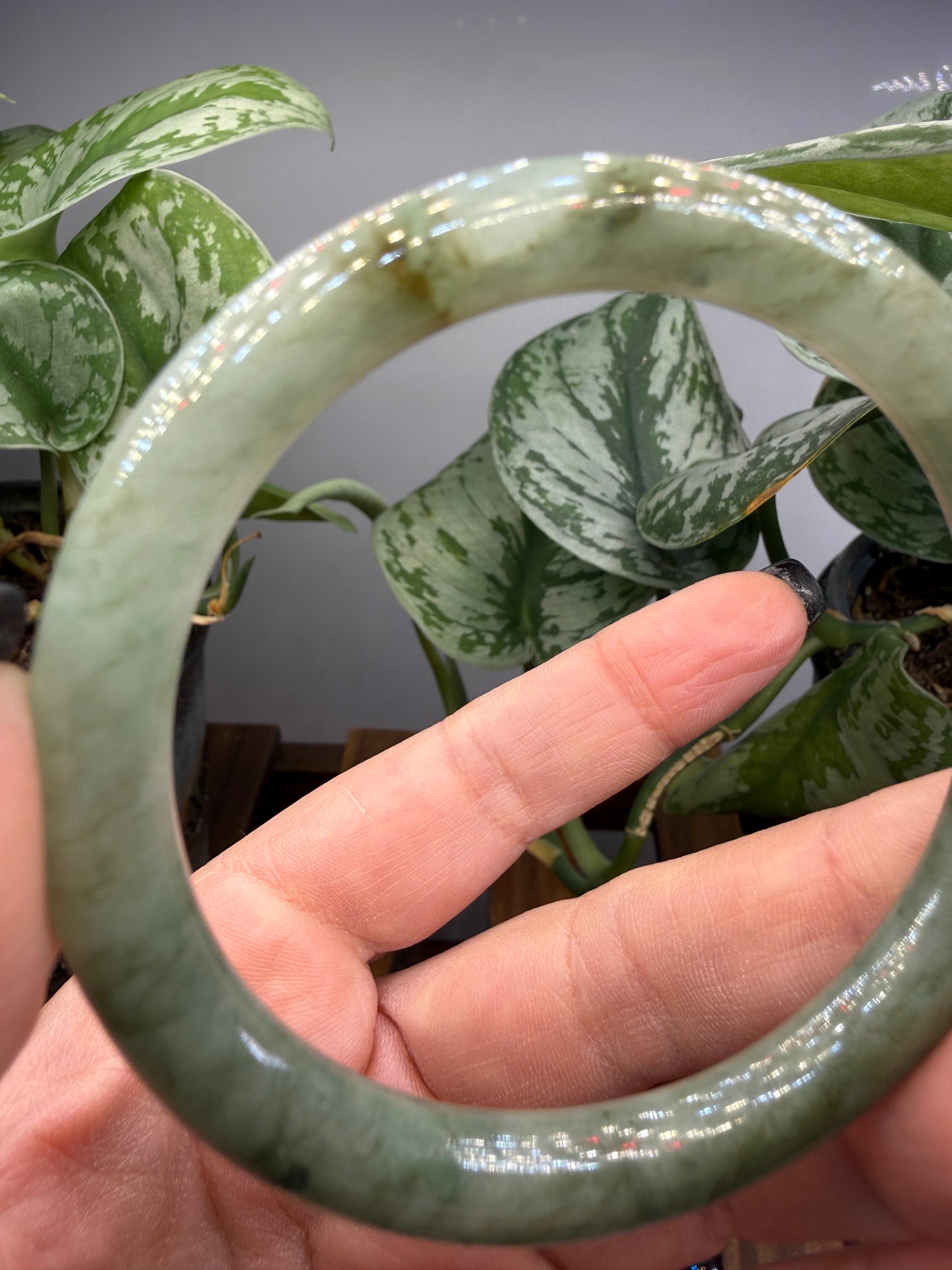 Burmese Jade Bangle – 8mm Wide – 57mm Diameter (Small)