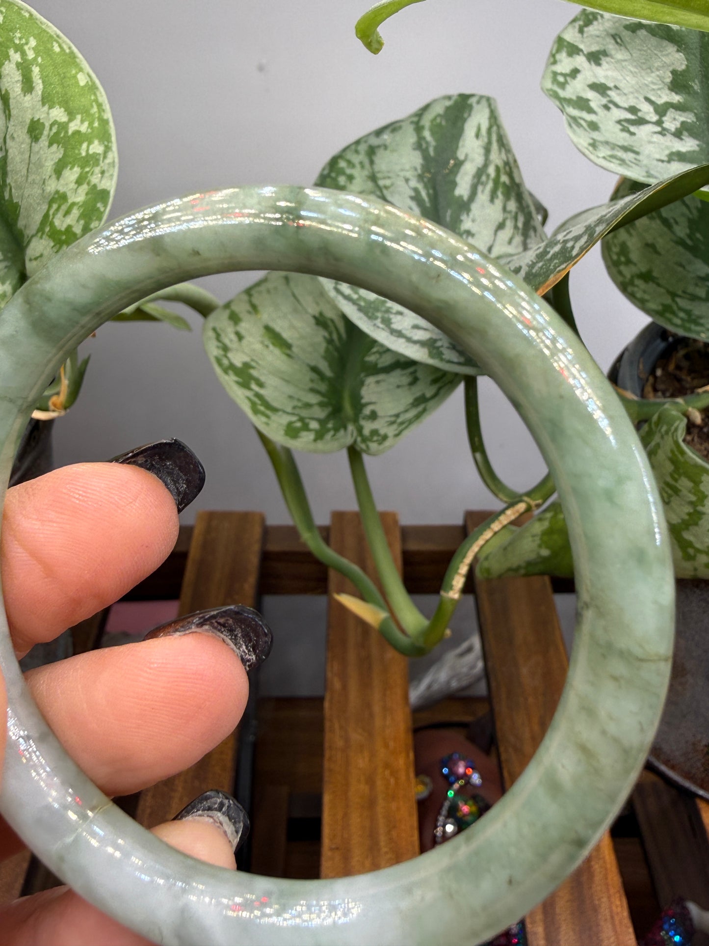 Burmese Jade Bangle – 8mm Wide – 57mm Diameter (Small)