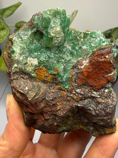 Calcite over Malachite- Old Dominion Mine, Globe, Gila County, Arizona, USA