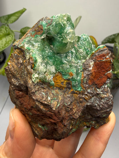 Calcite over Malachite- Old Dominion Mine, Globe, Gila County, Arizona, USA