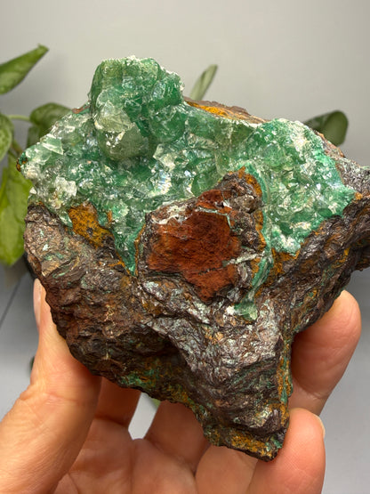 Calcite over Malachite- Old Dominion Mine, Globe, Gila County, Arizona, USA