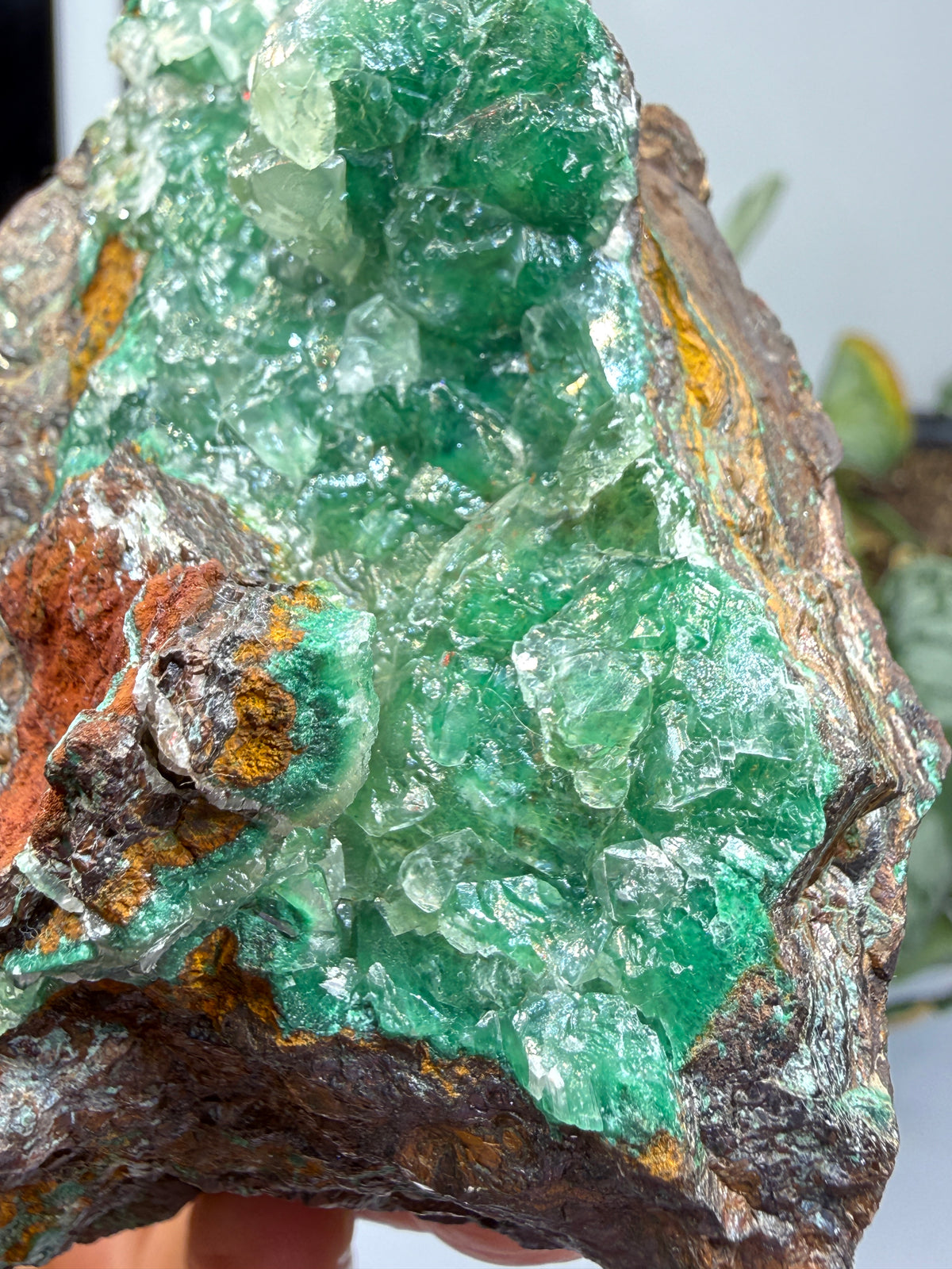 Calcite over Malachite- Old Dominion Mine, Globe, Gila County, Arizona, USA
