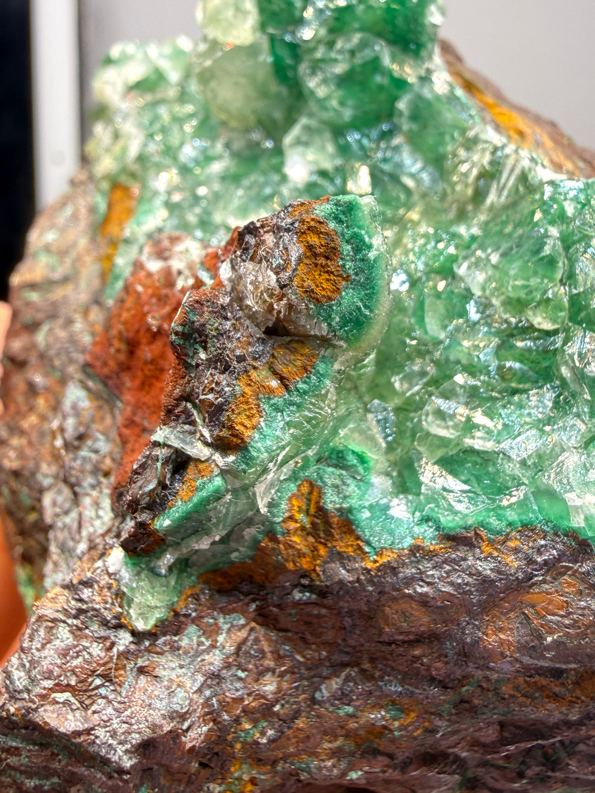 Calcite over Malachite- Old Dominion Mine, Globe, Gila County, Arizona, USA