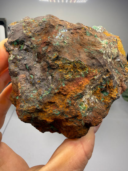 Calcite over Malachite- Old Dominion Mine, Globe, Gila County, Arizona, USA