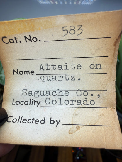 Altaite on Quartz- Saguache County, Colorado, USA