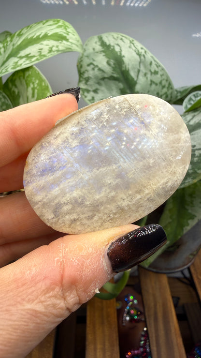 White Moonstone Palm Stone